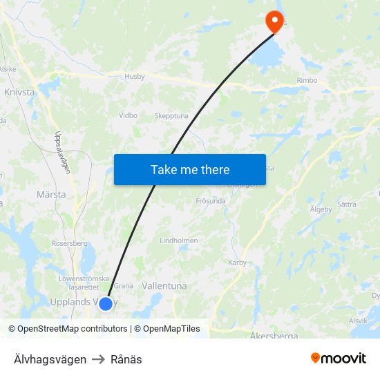 Älvhagsvägen to Rånäs map