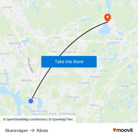 Skansvägen to Rånäs map