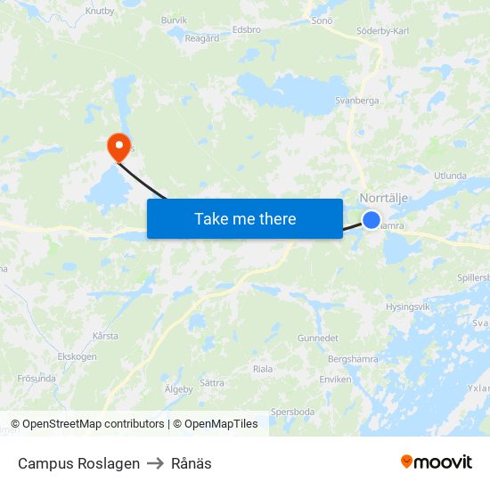 Campus Roslagen to Rånäs map