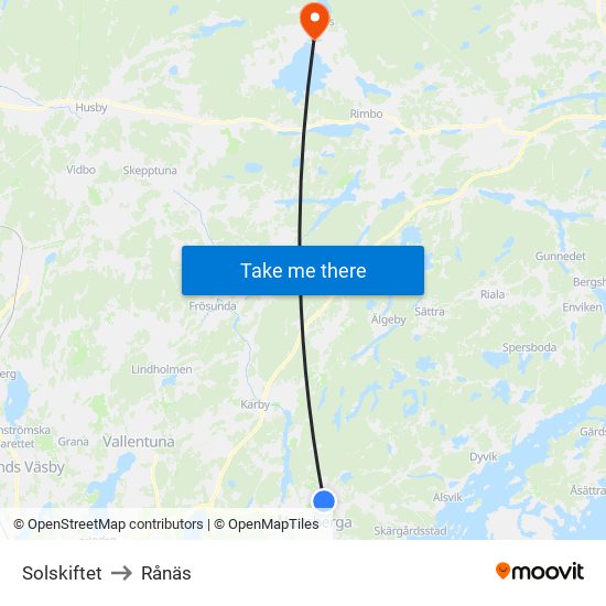 Solskiftet to Rånäs map