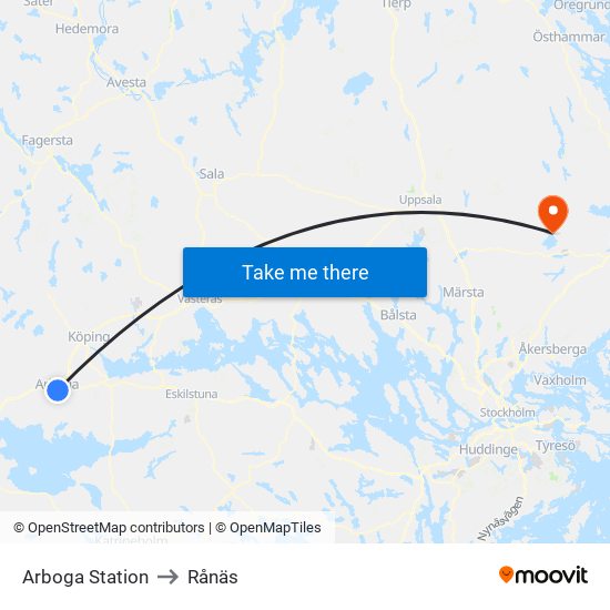 Arboga Station to Rånäs map