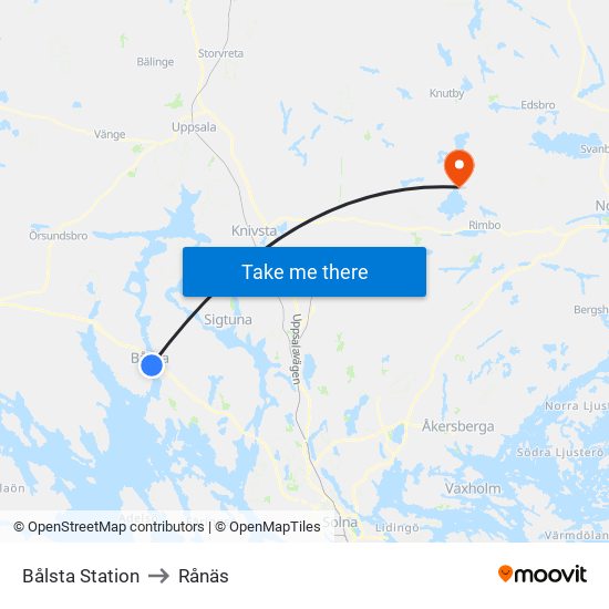 Bålsta Station to Rånäs map