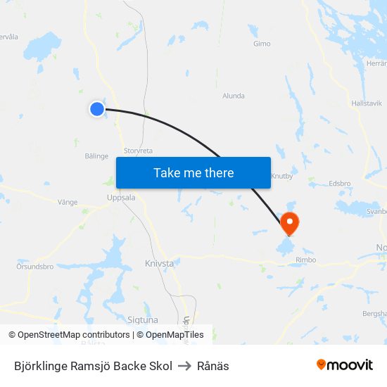 Björklinge Ramsjö Backe Skol to Rånäs map