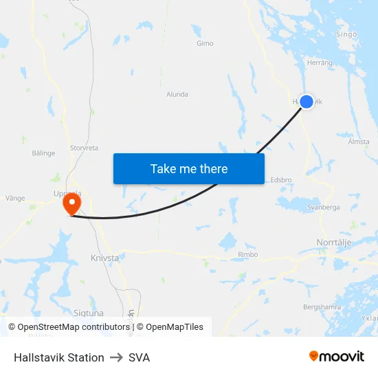 Hallstavik Station to SVA map