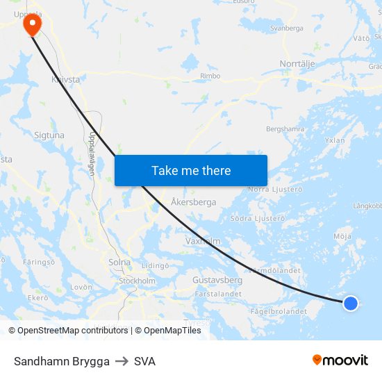 Sandhamn Brygga to SVA map