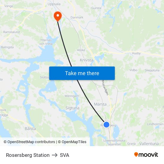 Rosersberg Station to SVA map