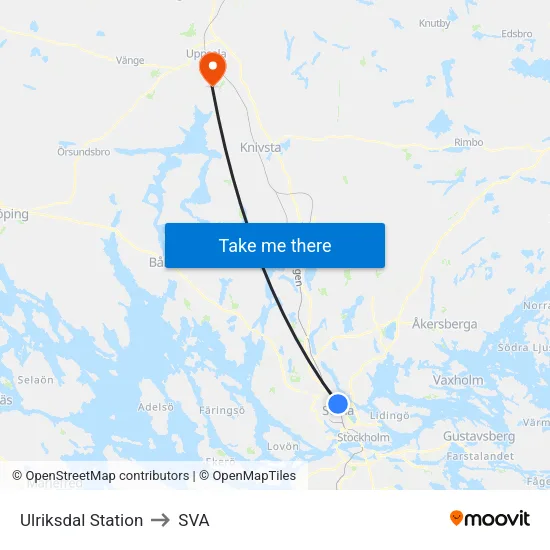 Ulriksdal Station to SVA map