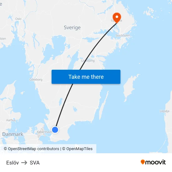 Eslöv to SVA map