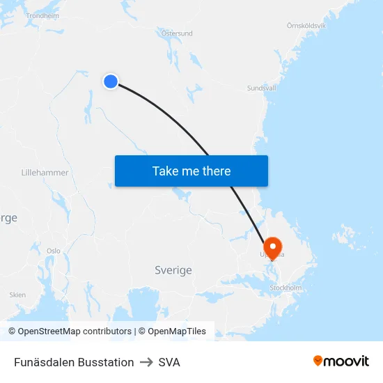 Funäsdalen Busstation to SVA map