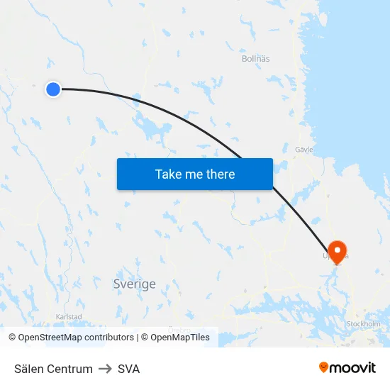 Sälen Centrum to SVA map
