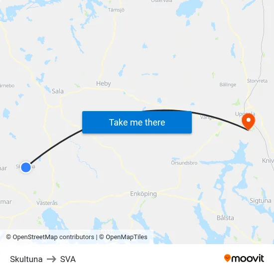 Skultuna to SVA map