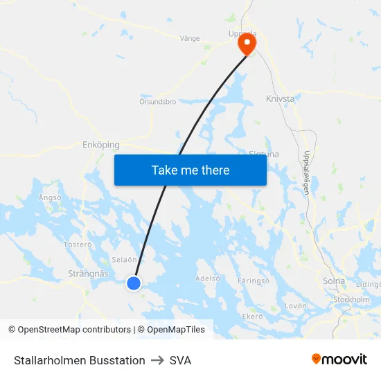 Stallarholmen Busstation to SVA map