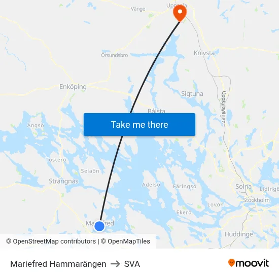 Mariefred Hammarängen to SVA map