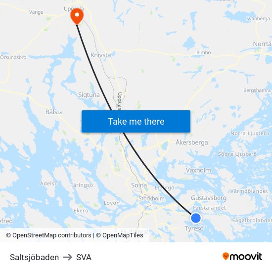 Saltsjöbaden to SVA map