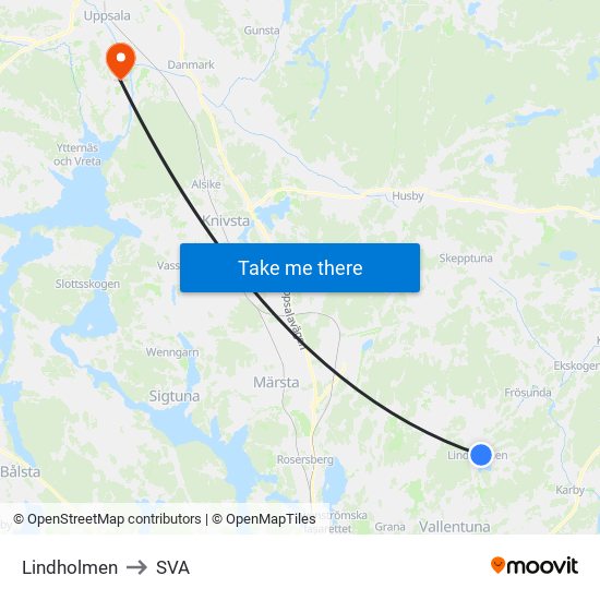 Lindholmen to SVA map