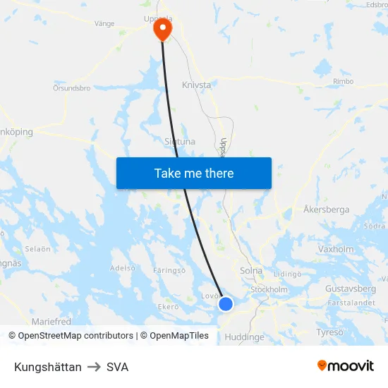 Kungshättan to SVA map