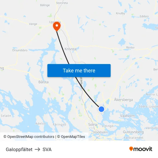 Galoppfältet to SVA map