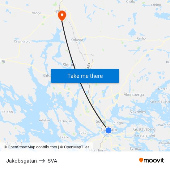 Jakobsgatan to SVA map