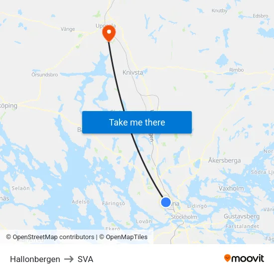 Hallonbergen to SVA map