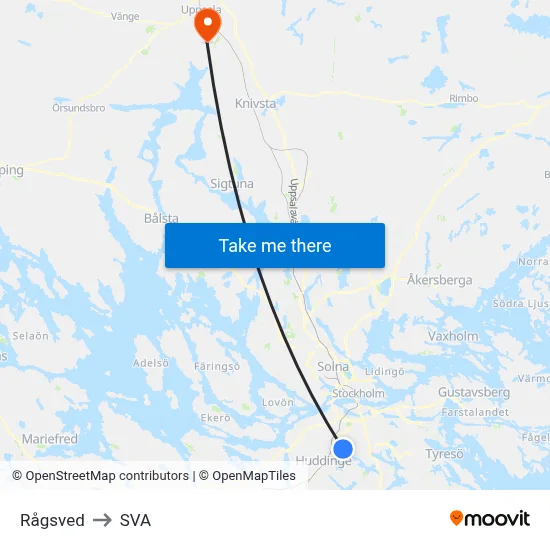 Rågsved to SVA map