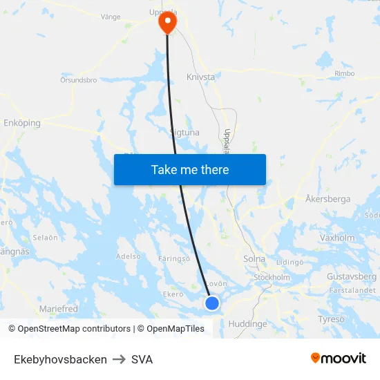 Ekebyhovsbacken to SVA map