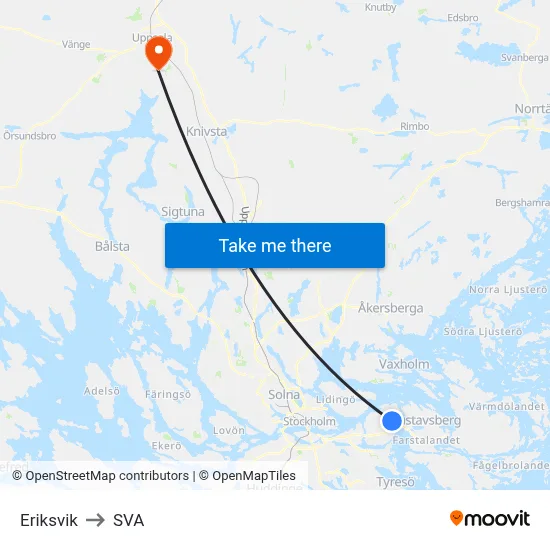 Eriksvik to SVA map