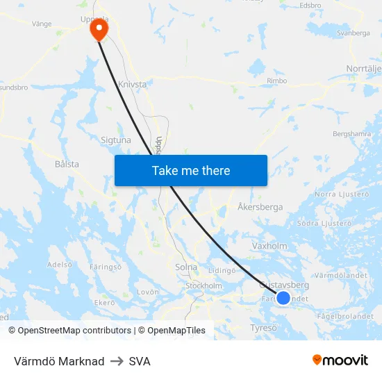 Värmdö Marknad to SVA map