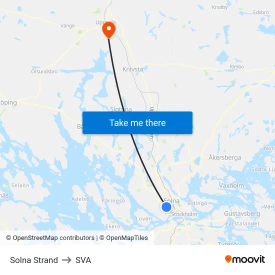 Solna Strand to SVA map