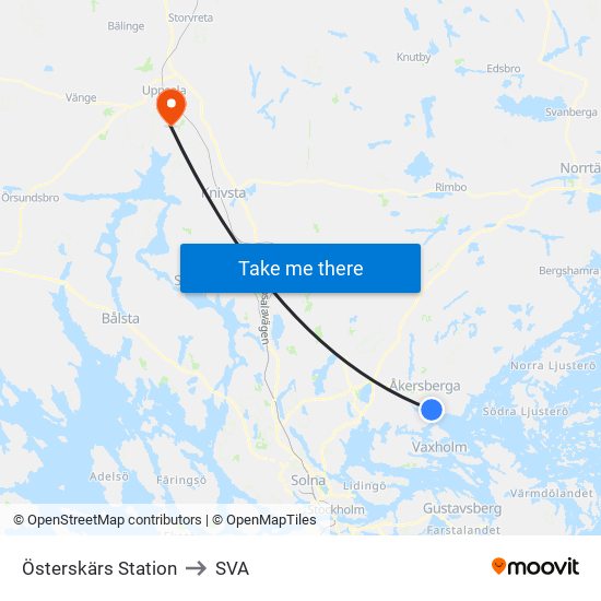 Österskärs Station to SVA map