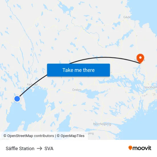 Säffle Station to SVA map