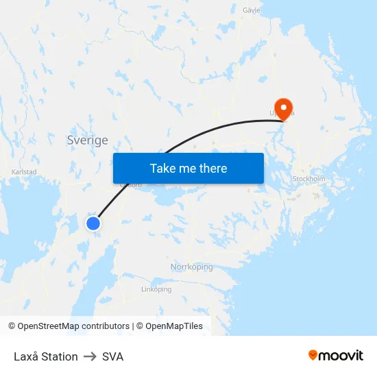 Laxå Station to SVA map