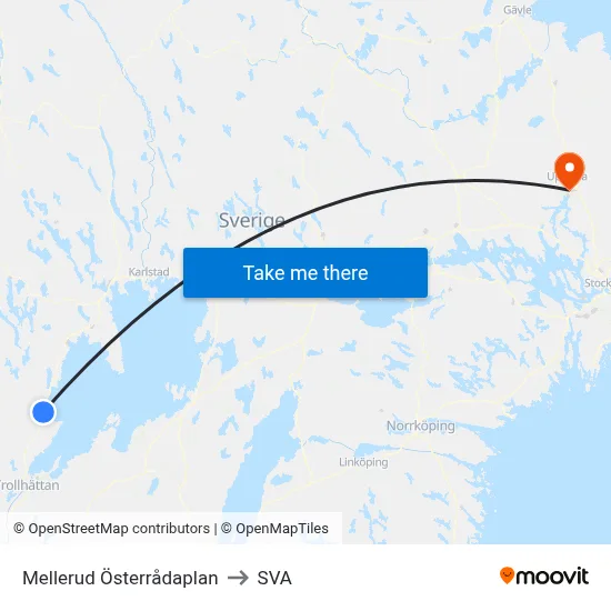 Mellerud Österrådaplan to SVA map