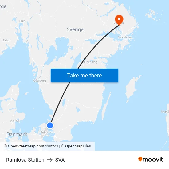 Ramlösa Station to SVA map