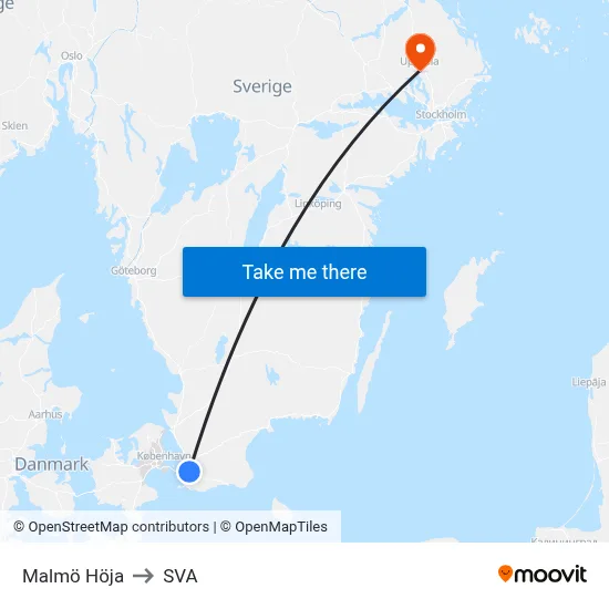 Malmö Höja to SVA map