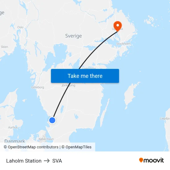 Laholm Station to SVA map