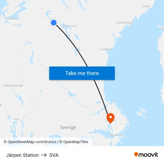Järpen Station to SVA map