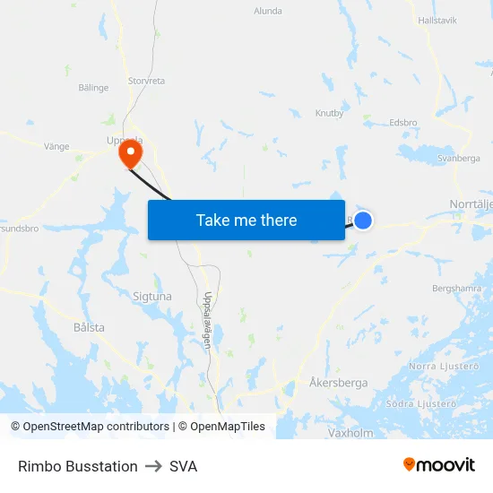 Rimbo Busstation to SVA map