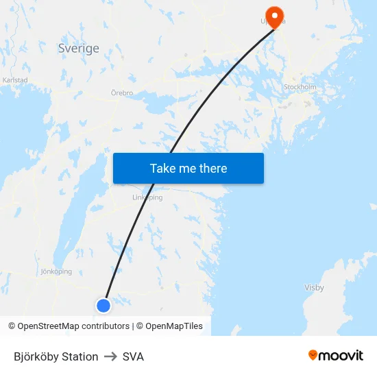 Björköby Station to SVA map