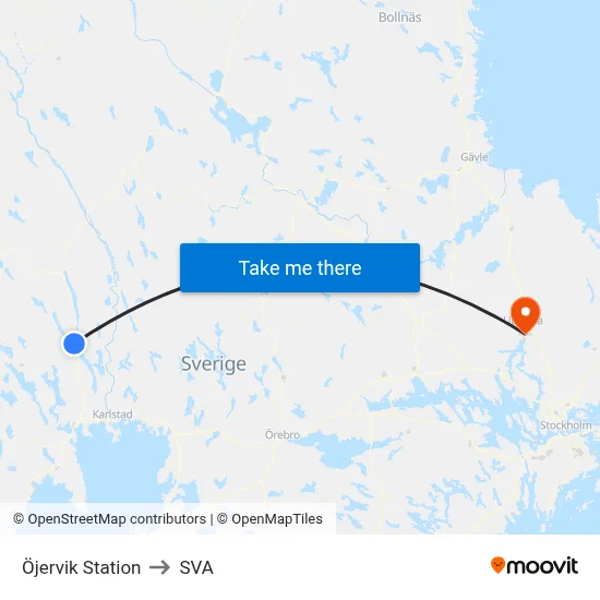 Öjervik Station to SVA map