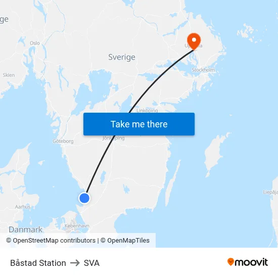 Båstad Station to SVA map
