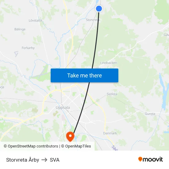 Storvreta Årby to SVA map