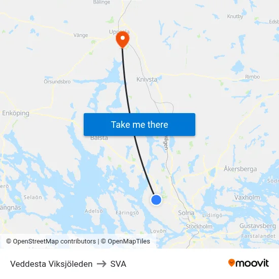 Veddesta Viksjöleden to SVA map