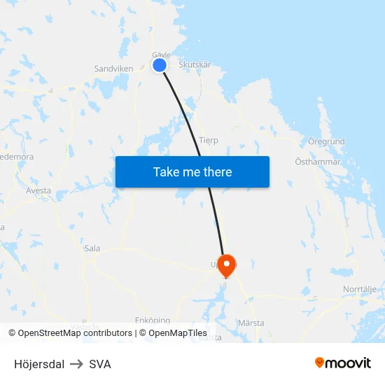Höjersdal to SVA map