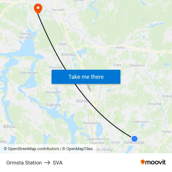 Ormsta Station to SVA map