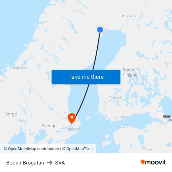 Boden Brogatan to SVA map