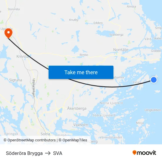 Söderöra Brygga to SVA map