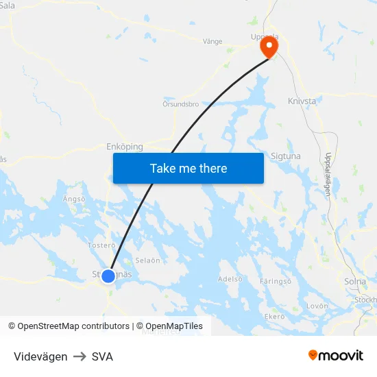Videvägen to SVA map
