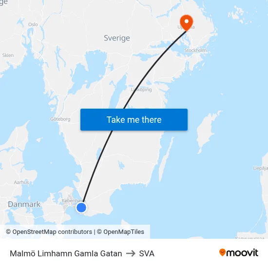 Malmö Limhamn Gamla Gatan to SVA map