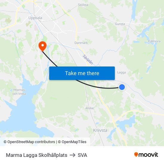 Marma Lagga Skolhållplats to SVA map