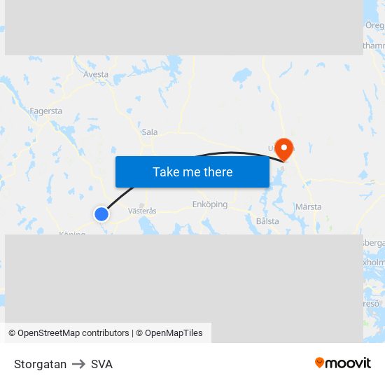 Storgatan to SVA map